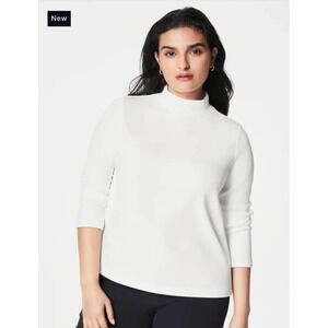 Spanx Air Essentials Mock Pullover Womens Medium White Powder 50761R